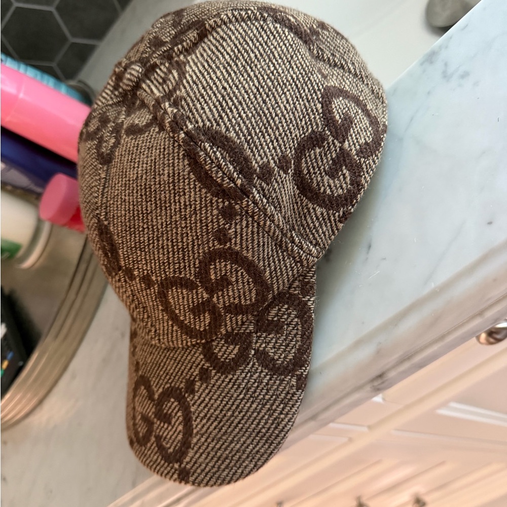 Gucci Brown Tweed Monogram Baseball Cap